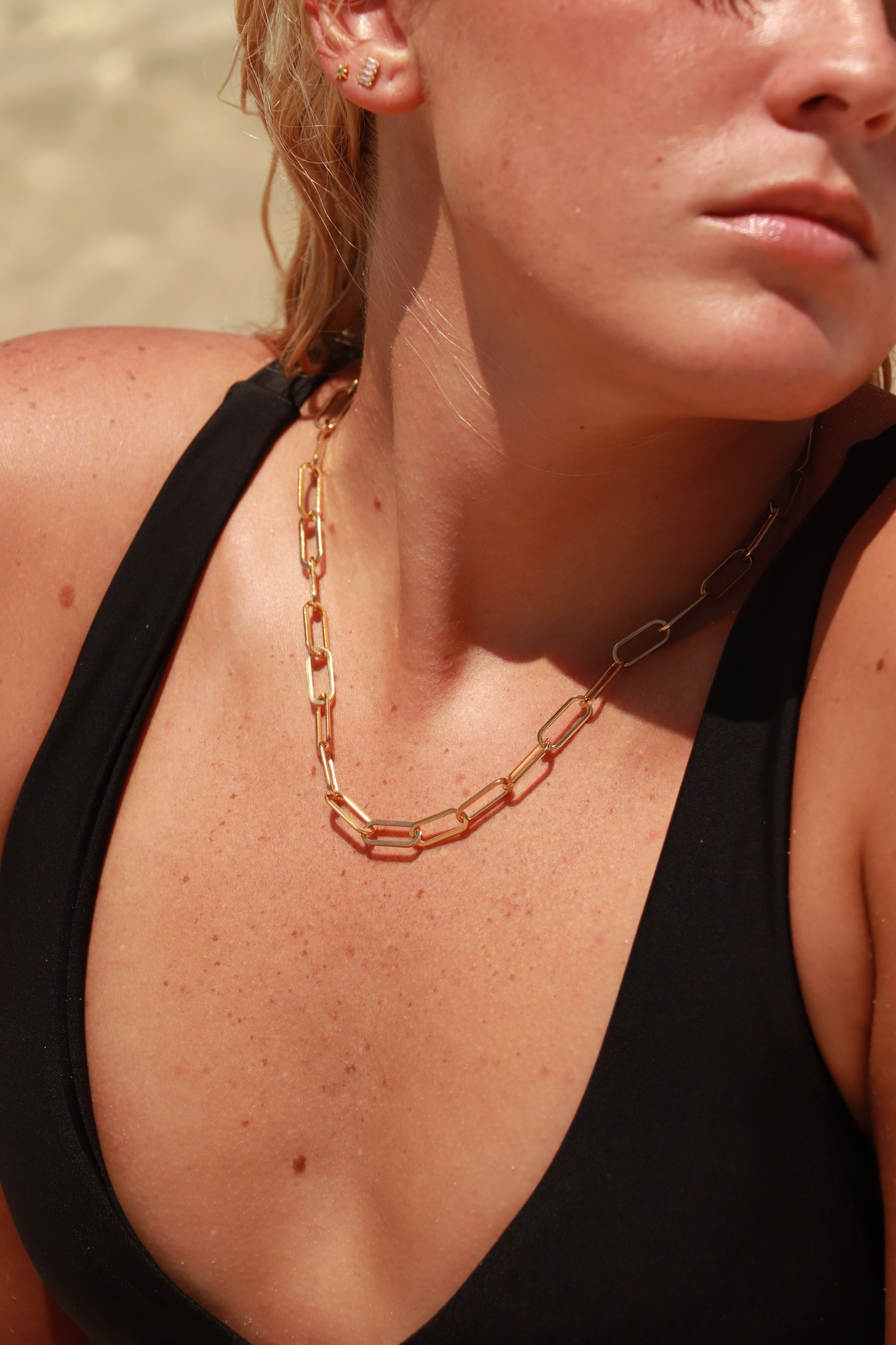 18K Gold PVD Stainless Steel Paperclip Chain Necklace